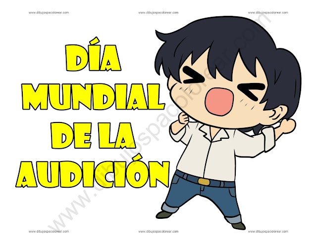 Día Mundial de la Audición dibujo a color y para colorear